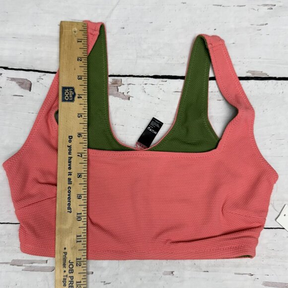 NWT HUE Reversible Textured Swim Top Coral Green Size S Sporty Beach - Picture 5 of 8